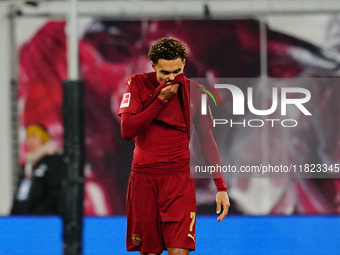 Antonio Nusa of RB Leipzig  looks on during the Bundesliga match between RB Leipzig and VfL Wolfsburg at Red Bull Arena, Leipzig, Germany on...