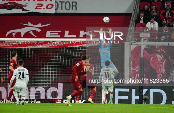 Peter Gulacsi of RB Leipzig  controls the ball during the Bundesliga match between RB Leipzig and VfL Wolfsburg at Red Bull Arena, Leipzig,...