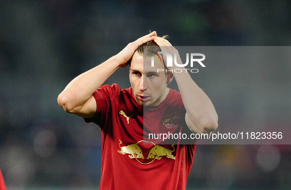 Willi Orban of RB Leipzig  gestures during the Bundesliga match between RB Leipzig and VfL Wolfsburg at Red Bull Arena, Leipzig, Germany on...