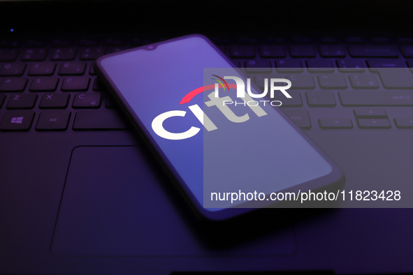 The Citi (Citigroup) logo appears on the screen of a smartphone in Reno, United States, on November 30, 2024. 