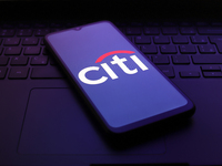 The Citi (Citigroup) logo appears on the screen of a smartphone in Reno, United States, on November 30, 2024. (