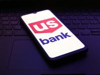 The U.S. Bank logo appears on the screen of a smartphone in Reno, United States, on November 30, 2024. (