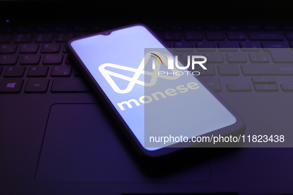 The Monese logo appears on the screen of a smartphone in Reno, United States, on November 30, 2024. 