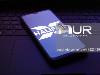 The Halifax logo appears on the screen of a smartphone in Reno, United States, on November 30, 2024. (