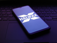 The Halifax logo appears on the screen of a smartphone in Reno, United States, on November 30, 2024. (