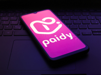 The Paidy logo appears on the screen of a smartphone in Reno, United States, on November 30, 2024. (