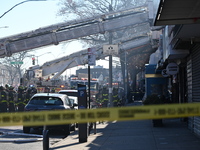 Large fire affects a strip mall in the Rego Park section of Queens, New York, United States on November 30, 2024. Around 11:00 am, Saturday...