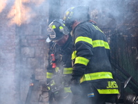 Large fire affects a strip mall in the Rego Park section of Queens, New York, United States on November 30, 2024. Around 11:00 am, Saturday...