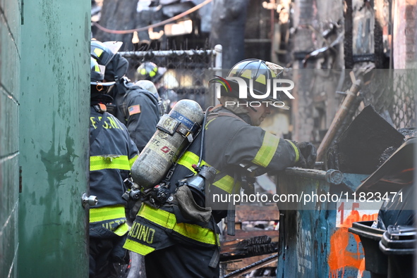 Large fire affects a strip mall in the Rego Park section of Queens, New York, United States on November 30, 2024. Around 11:00 am, Saturday...