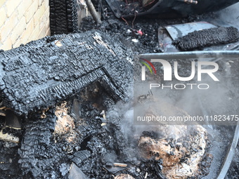 Large fire affects a strip mall in the Rego Park section of Queens, New York, United States on November 30, 2024. Around 11:00 am, Saturday...