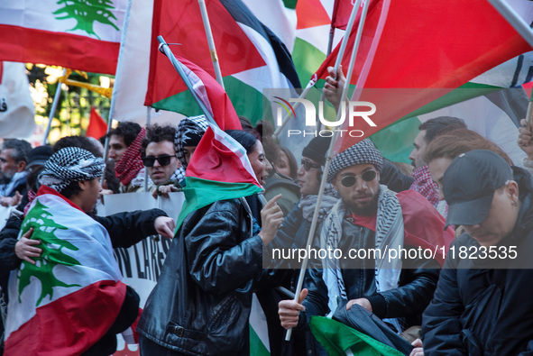 Citizens and activists gather to participate in a demonstration in solidarity with the Palestinian people in Rome, Italy, on November 30, 20...