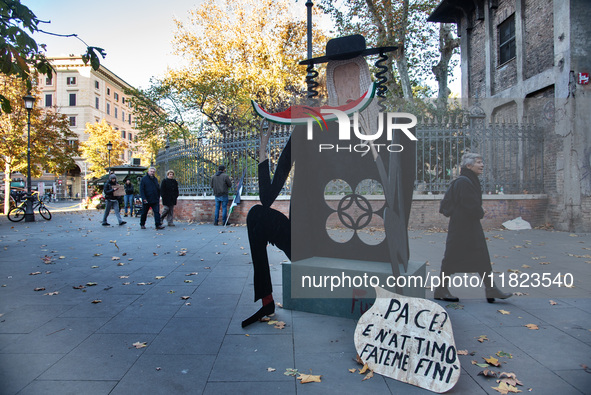 Citizens and activists gather to participate in a demonstration in solidarity with the Palestinian people in Rome, Italy, on November 30, 20...