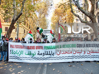 Citizens and activists gather to participate in a demonstration in solidarity with the Palestinian people in Rome, Italy, on November 30, 20...