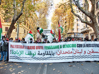 Citizens and activists gather to participate in a demonstration in solidarity with the Palestinian people in Rome, Italy, on November 30, 20...