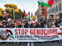 Citizens and activists gather to participate in a demonstration in solidarity with the Palestinian people in Rome, Italy, on November 30, 20...