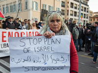 Citizens and activists gather to participate in a demonstration in solidarity with the Palestinian people in Rome, Italy, on November 30, 20...