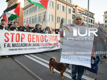 Citizens and activists gather to participate in a demonstration in solidarity with the Palestinian people in Rome, Italy, on November 30, 20...