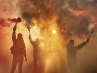 Citizens and activists gather to participate in a demonstration in solidarity with the Palestinian people in Rome, Italy, on November 30, 20...