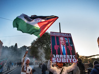 Citizens and activists gather to participate in a demonstration in solidarity with the Palestinian people in Rome, Italy, on November 30, 20...