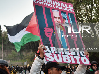 Citizens and activists gather to participate in a demonstration in solidarity with the Palestinian people in Rome, Italy, on November 30, 20...