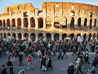 Citizens and activists gather to participate in a demonstration in solidarity with the Palestinian people in Rome, Italy, on November 30, 20...