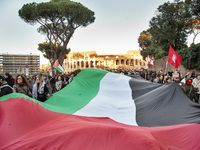 Citizens and activists gather to participate in a demonstration in solidarity with the Palestinian people in Rome, Italy, on November 30, 20...