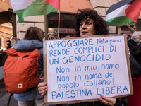 People and various associations participate in a national pro-Palestine demonstration in Rome, Italy, on November 30, 2024, against the geno...