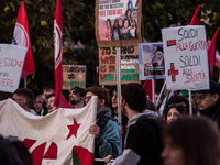 People and various associations participate in a national pro-Palestine demonstration in Rome, Italy, on November 30, 2024, against the geno...