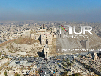 Aerial footage of the city of Aleppo on Saturday, November 30, 2024, following its takeover by rebel forces(