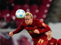 Xaver Schlager of RB Leipzig  controls the ball during the Bundesliga match between RB Leipzig and VfL Wolfsburg at Red Bull Arena, Leipzig,...