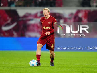 Xaver Schlager of RB Leipzig  controls the ball during the Bundesliga match between RB Leipzig and VfL Wolfsburg at Red Bull Arena, Leipzig,...