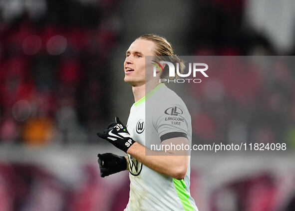 Patrick Wimmer of VfL Wolfsburg  looks on during the Bundesliga match between RB Leipzig and VfL Wolfsburg at Red Bull Arena, Leipzig, Germa...