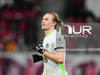 Patrick Wimmer of VfL Wolfsburg  looks on during the Bundesliga match between RB Leipzig and VfL Wolfsburg at Red Bull Arena, Leipzig, Germa...