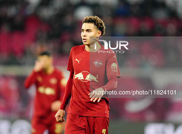 Antonio Nusa of RB Leipzig  looks on during the Bundesliga match between RB Leipzig and VfL Wolfsburg at Red Bull Arena, Leipzig, Germany on...