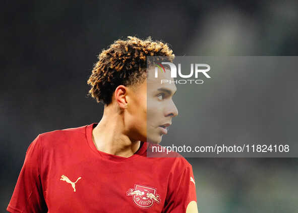 Antonio Nusa of RB Leipzig  looks on during the Bundesliga match between RB Leipzig and VfL Wolfsburg at Red Bull Arena, Leipzig, Germany on...