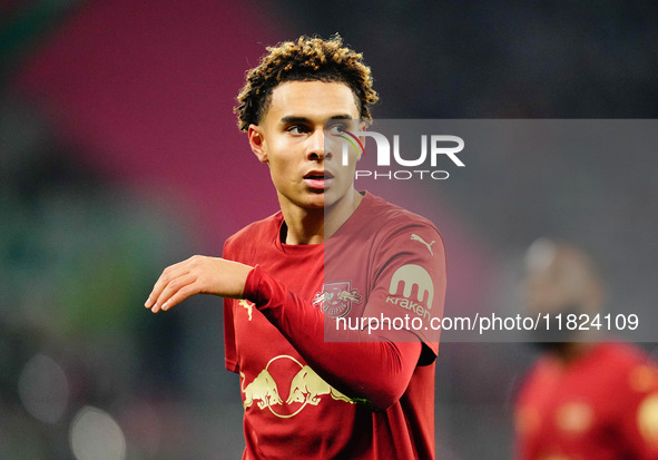 Antonio Nusa of RB Leipzig  looks on during the Bundesliga match between RB Leipzig and VfL Wolfsburg at Red Bull Arena, Leipzig, Germany on...