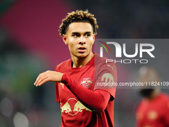 Antonio Nusa of RB Leipzig  looks on during the Bundesliga match between RB Leipzig and VfL Wolfsburg at Red Bull Arena, Leipzig, Germany on...