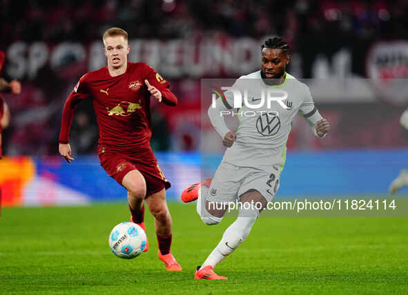 Ridle Baku of VfL Wolfsburg  controls the ball during the Bundesliga match between RB Leipzig and VfL Wolfsburg at Red Bull Arena, Leipzig,...