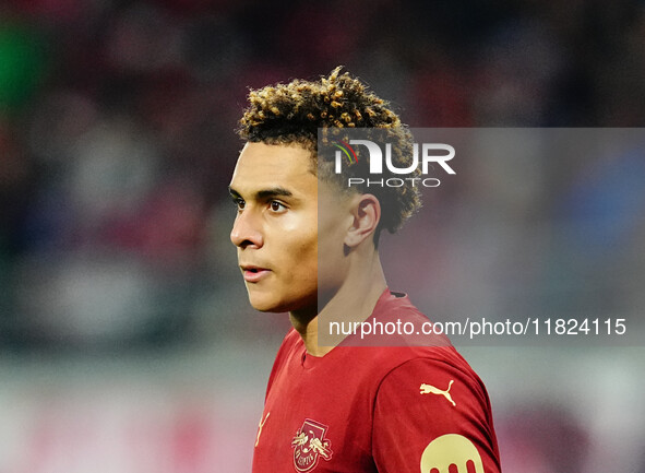 Antonio Nusa of RB Leipzig  looks on during the Bundesliga match between RB Leipzig and VfL Wolfsburg at Red Bull Arena, Leipzig, Germany on...