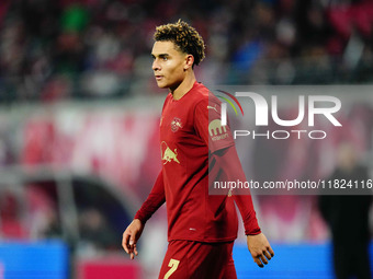 Antonio Nusa of RB Leipzig  looks on during the Bundesliga match between RB Leipzig and VfL Wolfsburg at Red Bull Arena, Leipzig, Germany on...