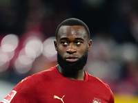 Lutsharel Geertruida of RB Leipzig  looks on during the Bundesliga match between RB Leipzig and VfL Wolfsburg at Red Bull Arena, Leipzig, Ge...