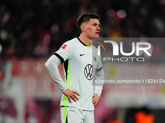 Joakim Maehle of VfL Wolfsburg  looks on during the Bundesliga match between RB Leipzig and VfL Wolfsburg at Red Bull Arena, Leipzig, German...