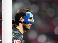 Kamil Grabara of VfL Wolfsburg  looks on during the Bundesliga match between RB Leipzig and VfL Wolfsburg at Red Bull Arena, Leipzig, German...