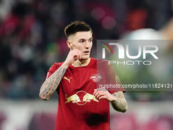 Benjamin Sesko of RB Leipzig  looks on during the Bundesliga match between RB Leipzig and VfL Wolfsburg at Red Bull Arena, Leipzig, Germany...