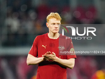 Nicolas Seiwald of RB Leipzig  looks on during the Bundesliga match between RB Leipzig and VfL Wolfsburg at Red Bull Arena, Leipzig, Germany...