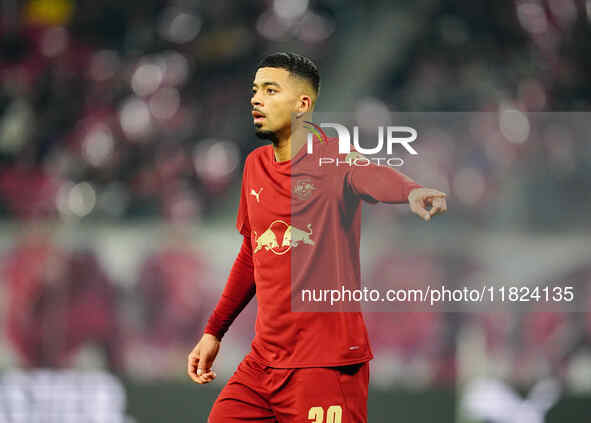 Benjamin Henrichs of RB Leipzig  looks on during the Bundesliga match between RB Leipzig and VfL Wolfsburg at Red Bull Arena, Leipzig, Germa...