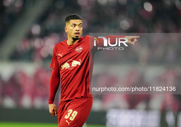 Benjamin Henrichs of RB Leipzig  looks on during the Bundesliga match between RB Leipzig and VfL Wolfsburg at Red Bull Arena, Leipzig, Germa...