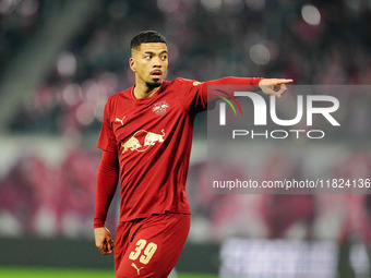 Benjamin Henrichs of RB Leipzig  looks on during the Bundesliga match between RB Leipzig and VfL Wolfsburg at Red Bull Arena, Leipzig, Germa...