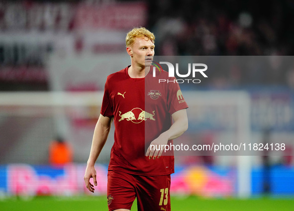 Nicolas Seiwald of RB Leipzig  looks on during the Bundesliga match between RB Leipzig and VfL Wolfsburg at Red Bull Arena, Leipzig, Germany...