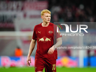 Nicolas Seiwald of RB Leipzig  looks on during the Bundesliga match between RB Leipzig and VfL Wolfsburg at Red Bull Arena, Leipzig, Germany...